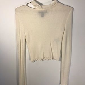 White turtle neck tight shirt